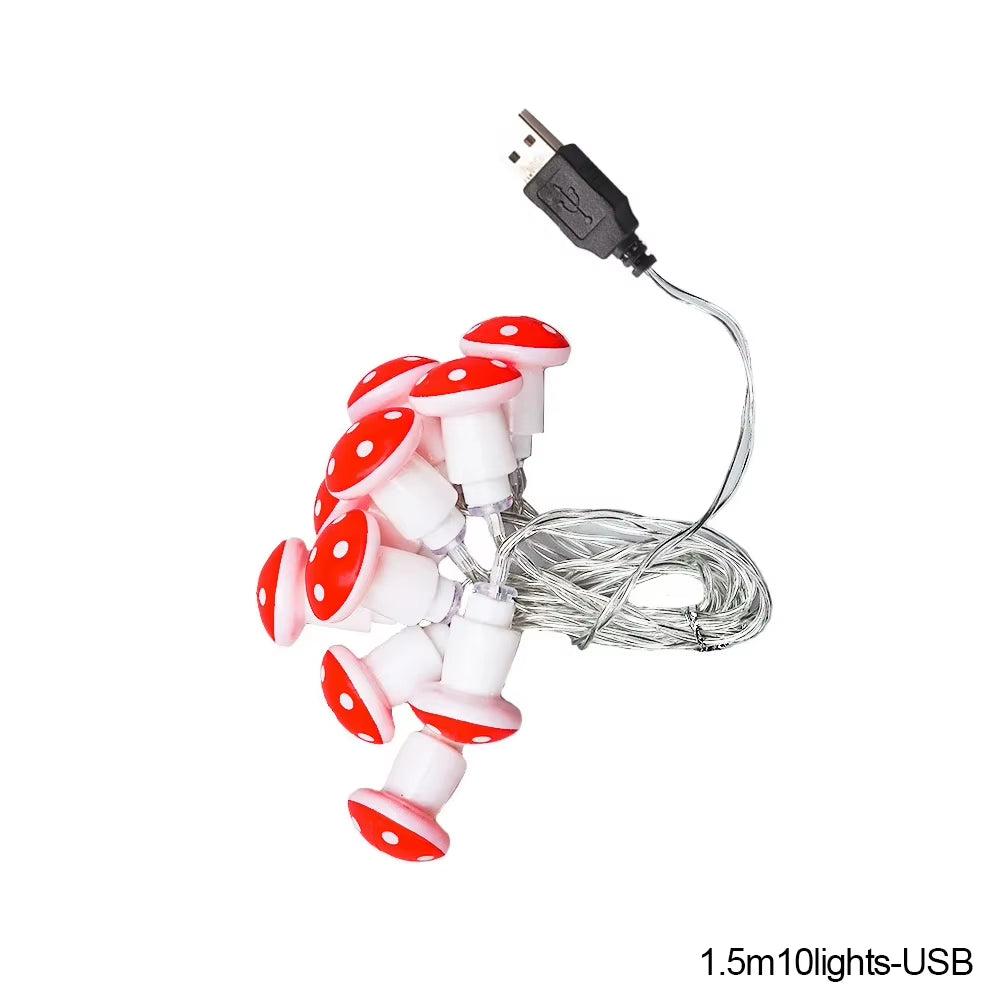 20 Leds Mushroom LED Fairy Lights Usb/Battery String Light Christmas Party Gift Fairy Indoor Decorative Atmosphere Light