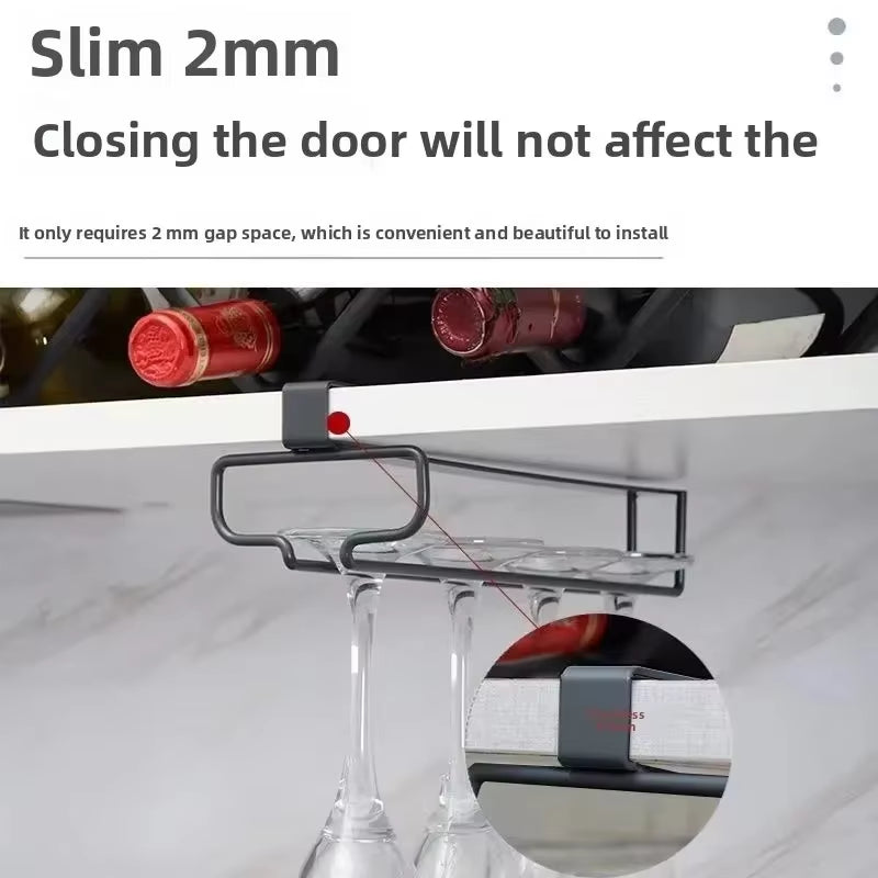 No Drilling Metal Wine Glass Holder - Stemware Rack for under Cabinet Storage Kitchen Organization Kitchen/Bar Storage Supplies