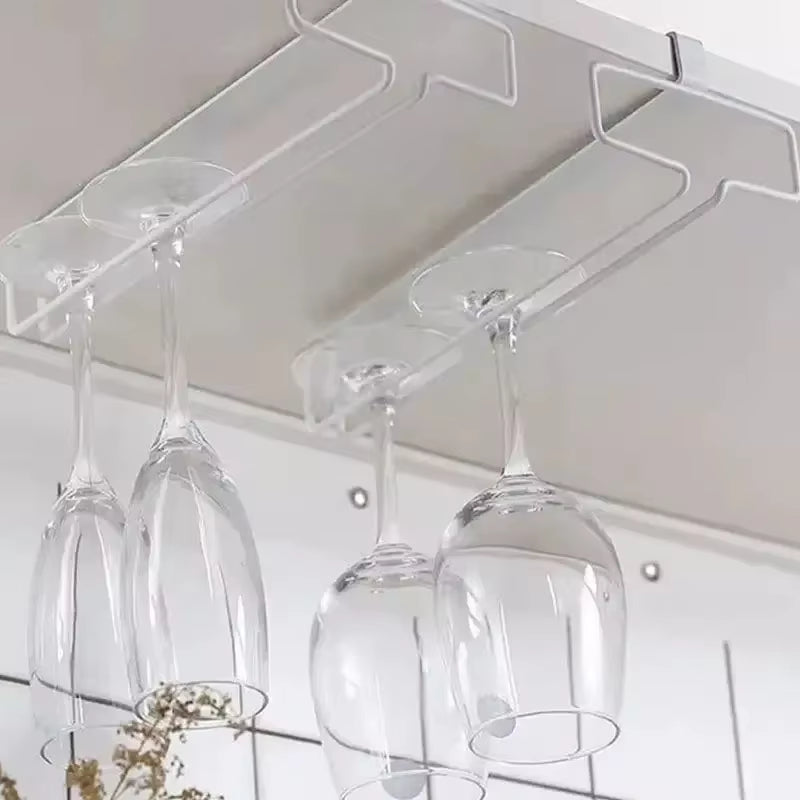 No Drilling Metal Wine Glass Holder - Stemware Rack for under Cabinet Storage Kitchen Organization Kitchen/Bar Storage Supplies