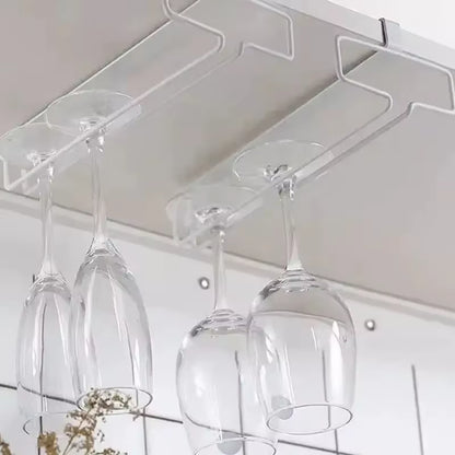 No Drilling Metal Wine Glass Holder - Stemware Rack for under Cabinet Storage Kitchen Organization Kitchen/Bar Storage Supplies