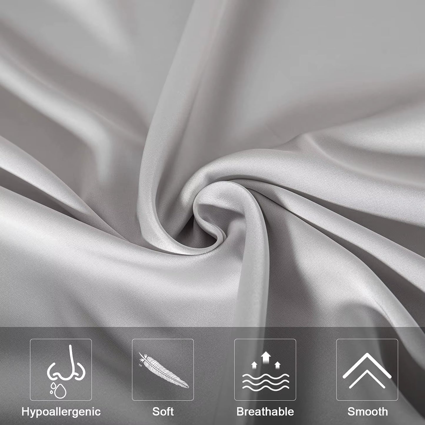 2Pcs Queen Satin Silk Pillowcase Pillow Case Cover Home Bedding Smoothy Pillow Rectangle Bedding Pillow