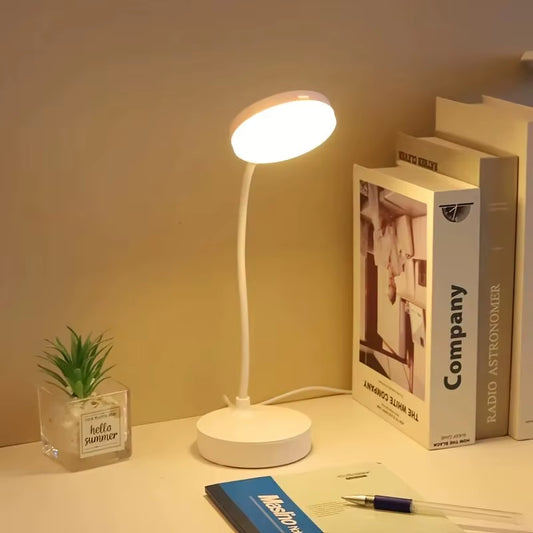 1Pc 10 LED Desk Lamp with USB Charging Port, 3 Dimming Levels, Touch Control, White