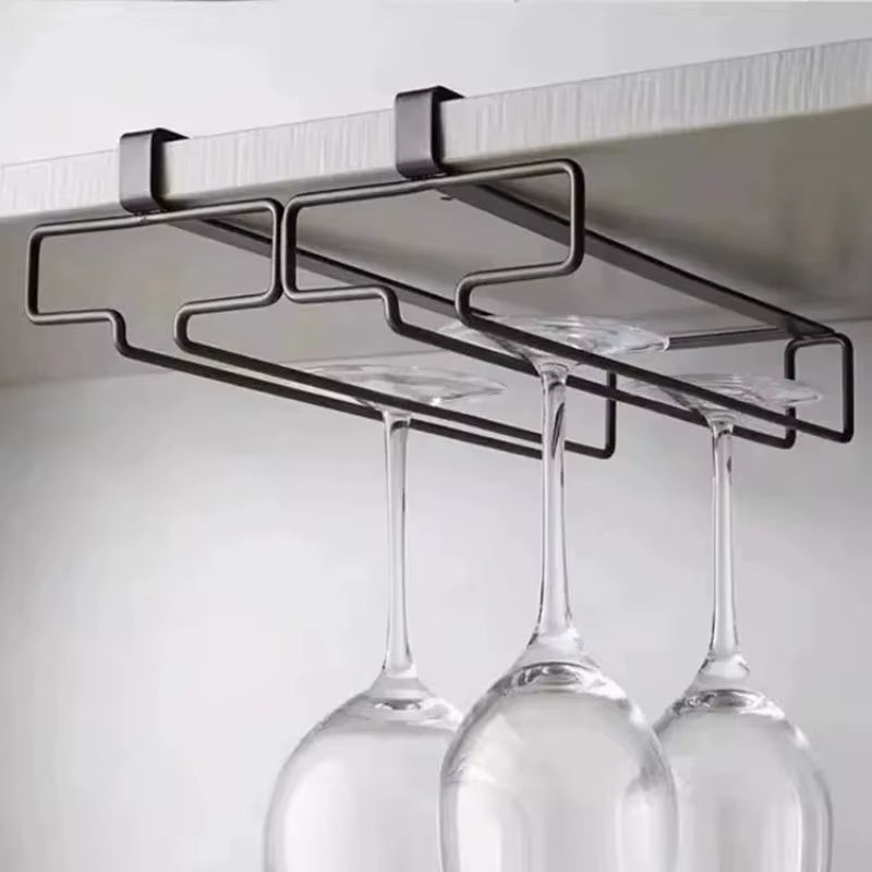 No Drilling Metal Wine Glass Holder - Stemware Rack for under Cabinet Storage Kitchen Organization Kitchen/Bar Storage Supplies