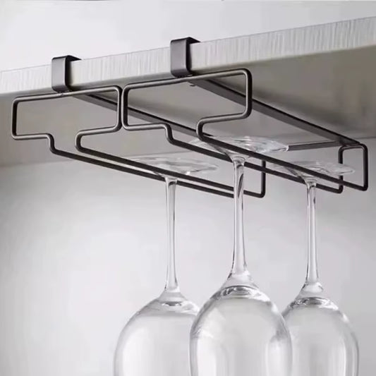 No Drilling Metal Wine Glass Holder - Stemware Rack for under Cabinet Storage Kitchen Organization Kitchen/Bar Storage Supplies