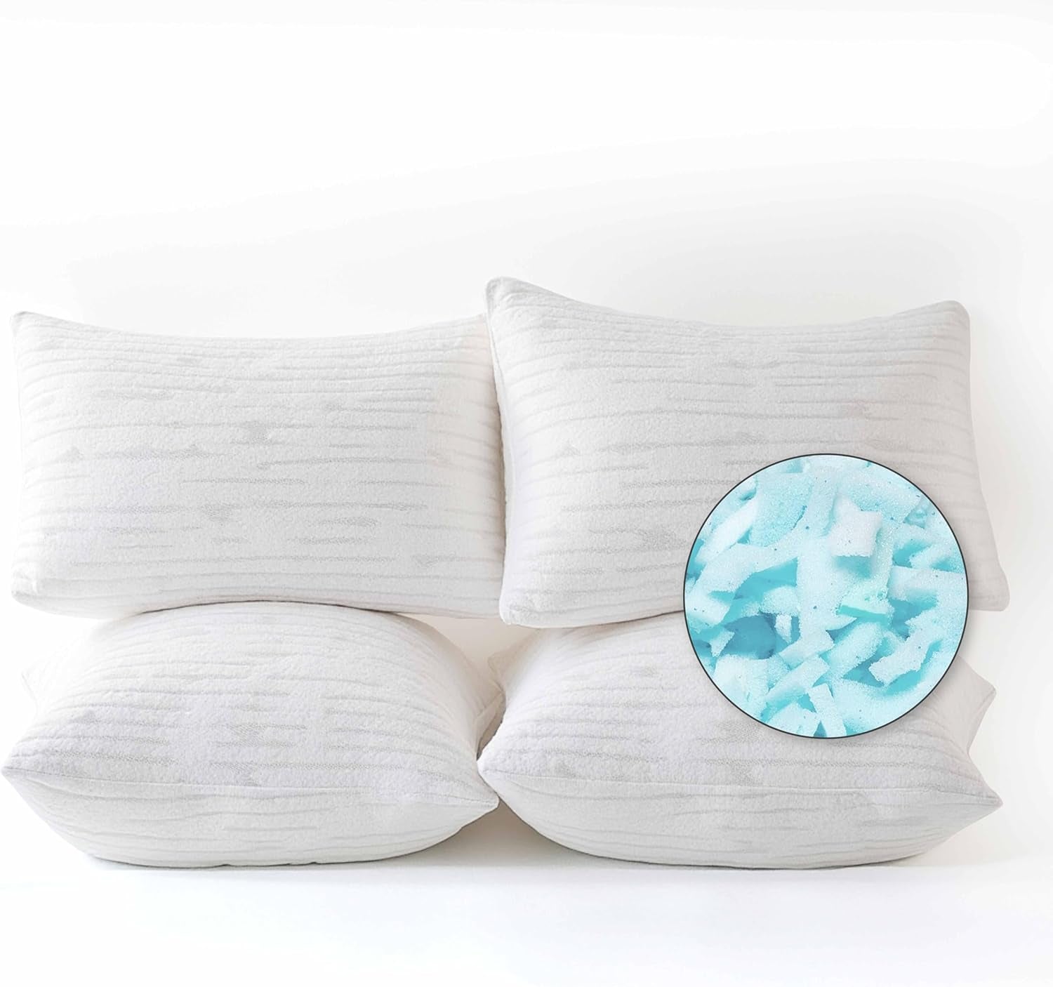 Memory Foam Pillows 1 Pk, Queen Size Bed Pillows for Sleeping, Adjustable Pillow Shredded Memory Foam Filling for Back Stomach & Side Sleeper, Certipur-Us, Washable Bamboo Rayon Cover