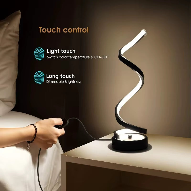 Classic Creative Spiral LED Table Lamp, Modern Minimalist Dimmable Spiral Table Lamp, Adjustable Arm, Soft Light, Multifunction