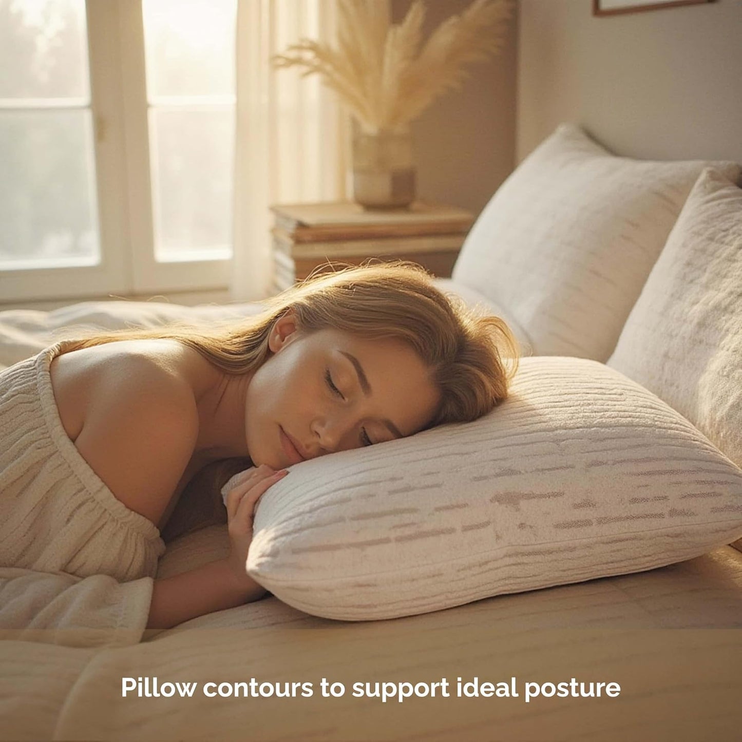 Memory Foam Pillows 1 Pk, Queen Size Bed Pillows for Sleeping, Adjustable Pillow Shredded Memory Foam Filling for Back Stomach & Side Sleeper, Certipur-Us, Washable Bamboo Rayon Cover