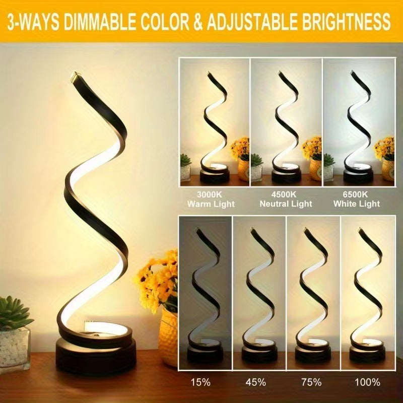 Classic Creative Spiral LED Table Lamp, Modern Minimalist Dimmable Spiral Table Lamp, Adjustable Arm, Soft Light, Multifunction