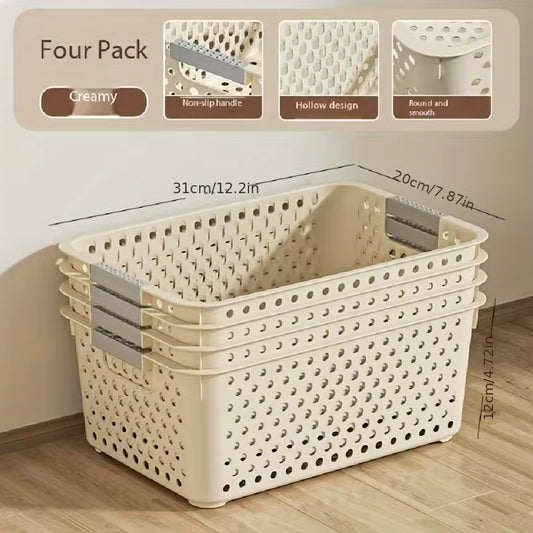 2Pcs Multifunctional Plastic Storage Boxes Home Kitchens Bathrooms Bedrooms Offices Storage Baskets Containers Home Organization