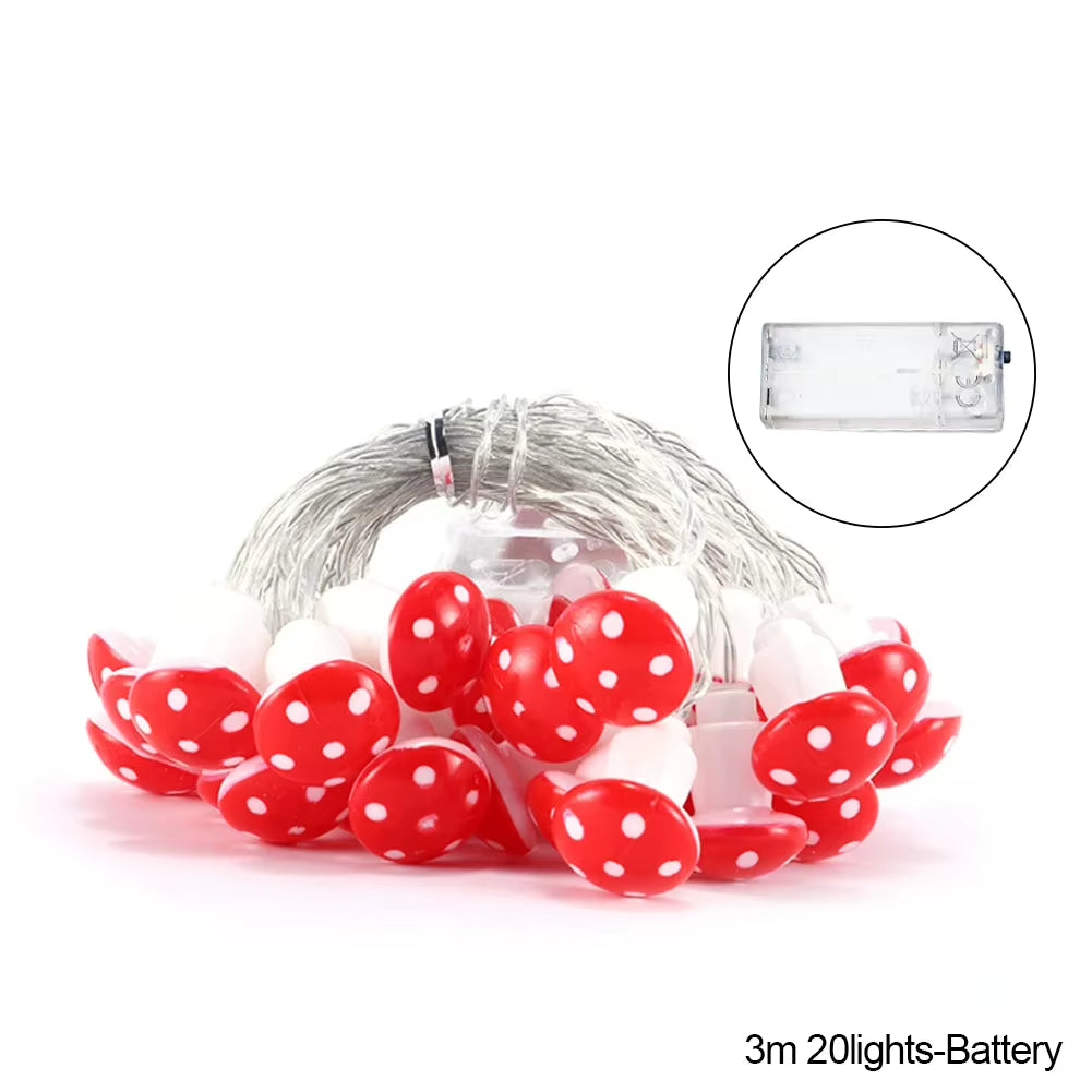 20 Leds Mushroom LED Fairy Lights Usb/Battery String Light Christmas Party Gift Fairy Indoor Decorative Atmosphere Light