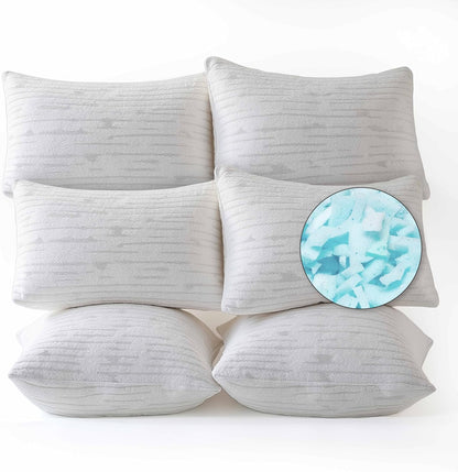 Memory Foam Pillows 1 Pk, Queen Size Bed Pillows for Sleeping, Adjustable Pillow Shredded Memory Foam Filling for Back Stomach & Side Sleeper, Certipur-Us, Washable Bamboo Rayon Cover