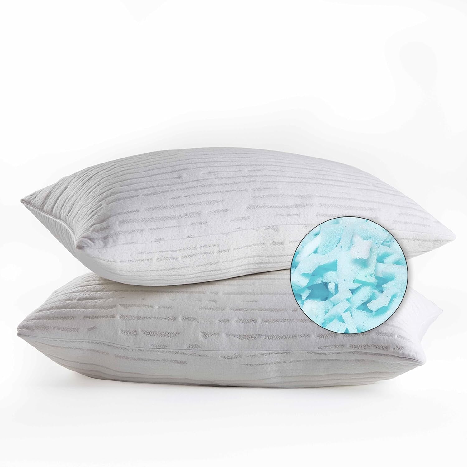 Memory Foam Pillows 1 Pk, Queen Size Bed Pillows for Sleeping, Adjustable Pillow Shredded Memory Foam Filling for Back Stomach & Side Sleeper, Certipur-Us, Washable Bamboo Rayon Cover