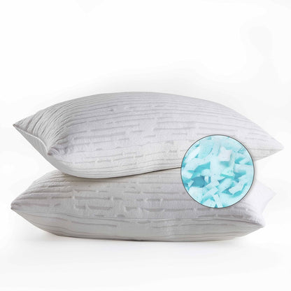 Memory Foam Pillows 1 Pk, Queen Size Bed Pillows for Sleeping, Adjustable Pillow Shredded Memory Foam Filling for Back Stomach & Side Sleeper, Certipur-Us, Washable Bamboo Rayon Cover